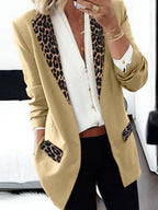 Fashion Lady Leopard Patchwork Blazer