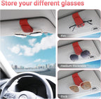 Sunglass Holder for Car Visor Sunglasses Clip Magnetic Leather Glasses Eyeglass Holder Interior Car Accessories for Woman Man - 2 Packs Red