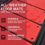CAR PASS Heavy Duty Rubber Floor Mats 4-Piece Car Mat Set - Universal Waterproof Carbon Fiber Floor Mats for Car SUV Truck, Durable All-Weather Mats(Black and Red)
