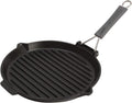 Staub Cast Iron 10" Round Folding Grill - Matte Black, Made in France