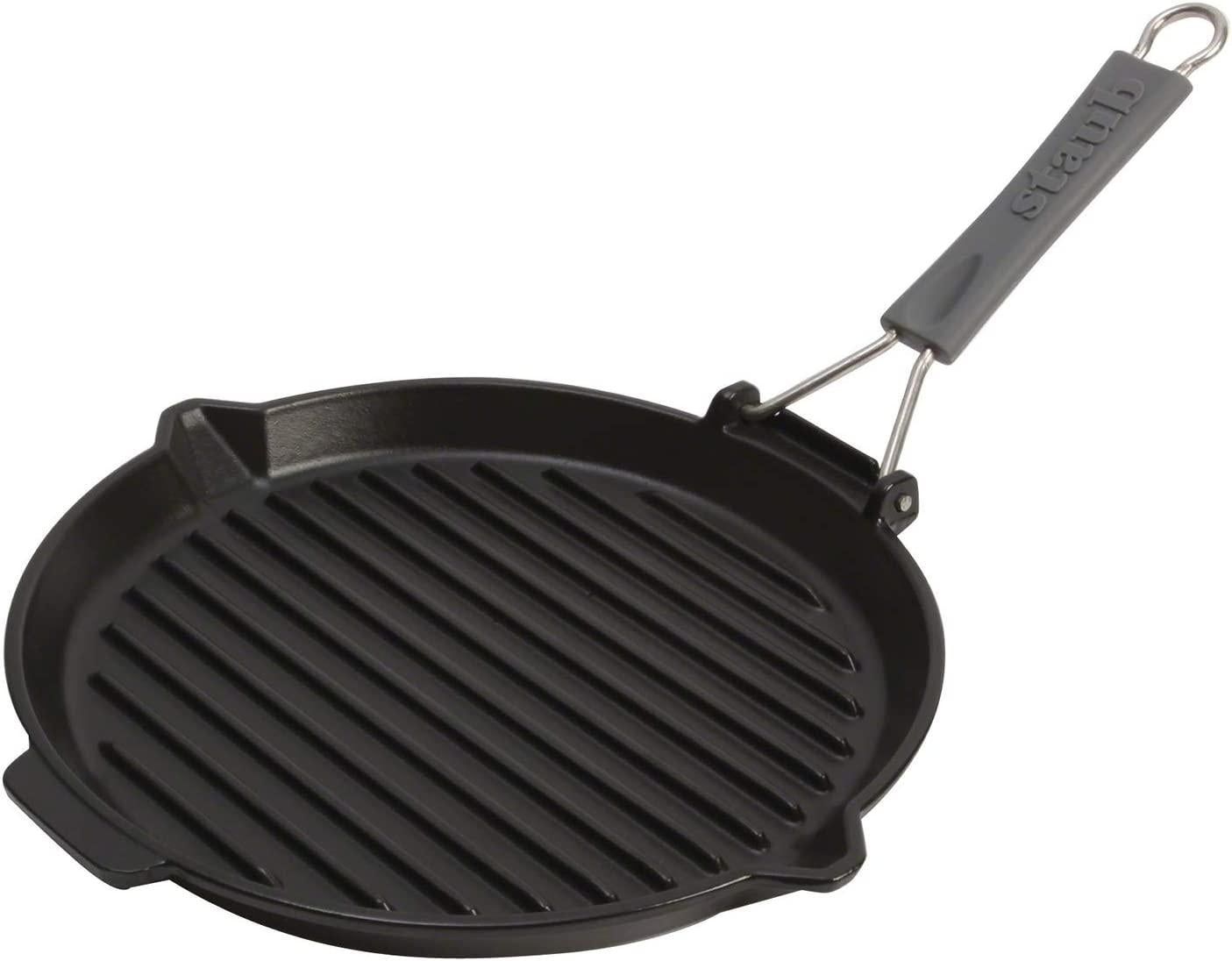 Staub Cast Iron 10" Round Folding Grill - Matte Black, Made in France