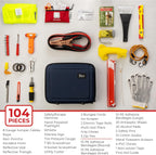 Thrive Roadside Emergency Car Kit - Car Safety Accessories and Tool Kit with Jumper Cables and Mini First Aid Kit - Car Emergency Kit for Women and Men (Navy Shell Case)