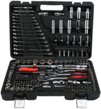 215Pcs Ratchet Wrench Socket Set Tool Case Hand Tool Kits Set 1/4in 3/8in 1/2in Box LPD0005‑7