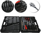 215Pcs Ratchet Wrench Set 1/4in 3/8in 1/2in Socket Set Tool Case Household Hand Repair Tool Kit LPD0005‑7