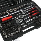 215Pcs Ratchet Wrench Set 1/4in 3/8in 1/2in Socket Set Tool Case Household Hand Repair Tool Kit LPD0005‑7