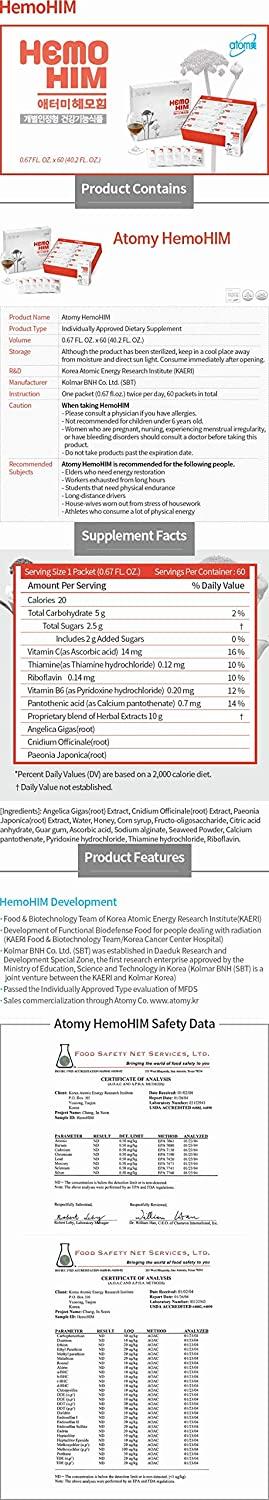 3BOX, 1BOX(20ml X 60pouch), 1Pouch(1,200ml), Atomy New Hemohim Supplement for Strong Immune System