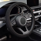 KAFEEK Elastic Stretch Steering Wheel Cover,Warm in Winter and Cool in Summer, Universal 15 inch, Microfiber Breathable Ice Silk, Anti-Slip, Odorless, Easy Carry,Black