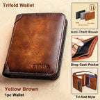 1pc Genuine Leather Rfid BlocWallets For Men, Retro Thin Short Multi-functional ID Credit Card Holder, Gifts To Men On Valentine's Day