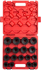 Sunex 4684, 3/4 Inch Drive Heavy Duty Impact Socket Set, 17-Piece, Metric, 26mm-46mm, Cr-Mo Alloy Steel, Radius Corner , Dual Size Markings, Heavy Duty StoraCase