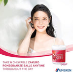 Umeken Pomegranate Extract Zakuro Balls - 360 Pieces (2 Month Supply), Pack of 6 Bottles, Chewable Supplement with Natural Vitamins, Minerals, Citric Acids, and Tannins