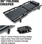 Power 6 Piece Car Jack and GaraCreeper Service Set, 2 Ton Vehicle Lift, Jackstands, Folding Creeper, Wheel Chocks, Car Repair GaraEquipment - 640816