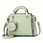 Letter Decor Hand Satchel Bag, Stylish Shoulder Zipper Bag With Mini Coin Purse, Crossbody Bag For Work
