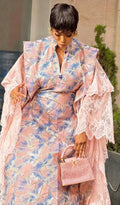 Luxury Elegant Full-Length Brocade Kaftan with Matching Head Scarf