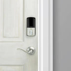 Aura Satin Nickel Single Cyl. Elec. BT Keypad Smart Lock Deadbolt Feat SmartKey Security/Avalon Handle and Tustin Lever