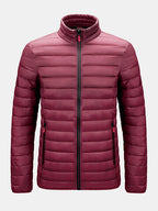 mens zip front quilted solid basic padded puffer jackets with pocket