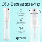 BeautifyBeauties Hair Spray Bottle – Ultra Fine Continuous Water Mister for Hairstyling, Cleaning, Plants, Misting &amp; Skin Care (10 Ounce)