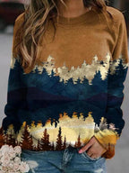 Round Neck Print Long Sleeve Sweatahirt
