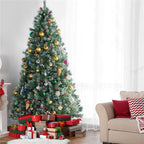 Easyfashion Clear Prelit Incandescent Green Spruce Christmas Tree, 7.5'