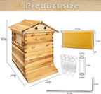 Auto Flow Beehive,Wooden Beekeeping House Beehive Boxes with 7 PCS Auto Bee Hive Frame,Automatic Wooden Bee Hive House Kit,Food Grade BPA  (Beehive Frame+Wooden Box)