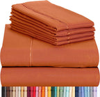 LuxClub 6 PC Full Size Sheet Set Bamboo Sheets Deep Pockets 18" Eco Friendly Wrinkle Free Cooling Sheets Machine Washable Hotel Bedding Silky Soft - Autumn Orange Full
