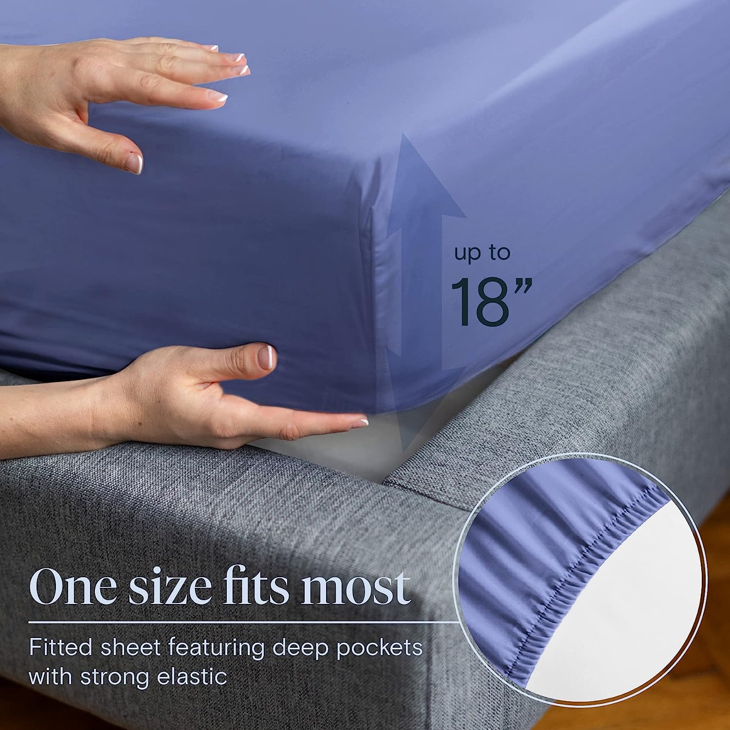 LuxClub 6 PC King Size Sheet Set Bamboo Sheets Deep Pockets 18" Eco Friendly Wrinkle Free Cooling Sheets Machine Washable Hotel Bedding Silky Soft - Violet Blue King
