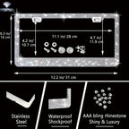 27pcs Bling Car Accessories Set For Women, Bling Steering Wheel Covers Universal Fit 15 Inch, Bling License Plate Frame,  Phone Holder, Car Coasters
