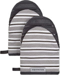 KitchenAid Albany Mini Cotton Oven Mitts with Silicone Grip, 5.5"x8", Onyx Black 2 Count