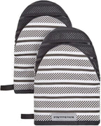 KitchenAid Albany Mini Cotton Oven Mitts with Silicone Grip, 5.5"x8", Onyx Black 2 Count