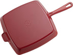 Staub Cast Iron 12-inch Square Grill Pan - Cherry, Made in France