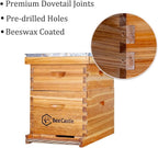 8 Frame Bee Hive Complete Beehive Kit, Beeswax Coated Bee Hive Includes Frames and Beeswax Coated Foundation Sheet (2 Layer)