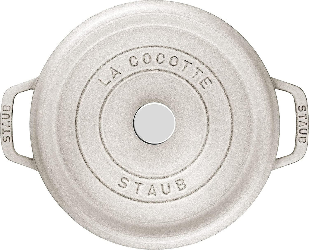 Staub Cast Iron 7-qt Round Cocotte - White Truffle, Made in France