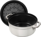 Staub Cast Iron 7-qt Round Cocotte - White Truffle, Made in France