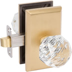 Crystal Ball Bed/Bath Door Knob with Grande Square Rosette in Satin Gold