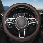 Gomass Car Steering Wheel Cover, Anti-Slip, Safety, Soft, Breathable, Heavy Duty, Thick, Full Surround, Sports Style (Black Brown)