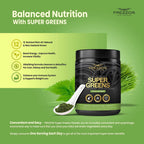 FREZZOR Super Greens Powder with UAF1000+, All-Natural New Zealand Green Fruit & Veggie Supplement, Energy, Vital Raw Veggies, ORAC Antioxidants, Enzymes, Detox & Cleanse, 1.8kg, 180 Serves, 6 Jars