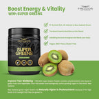 FREZZOR Super Greens Powder with UAF1000+, All-Natural New Zealand Green Fruit & Veggie Supplement, Energy, Vital Raw Veggies, ORAC Antioxidants, Enzymes, Detox & Cleanse, 1.5kg, 150 Serves, 5 Jars