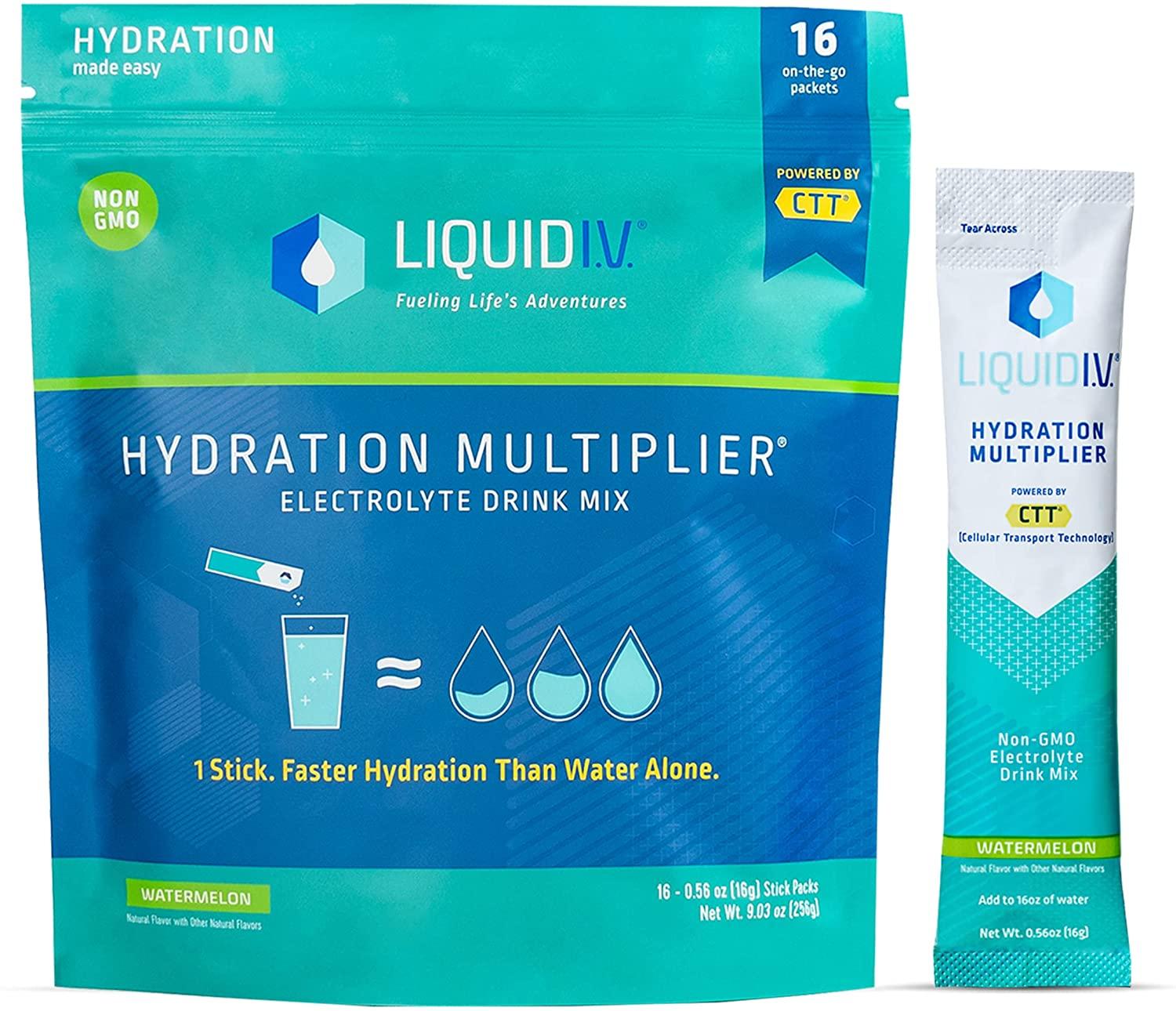 Liquid I.V. Hydration Multiplier - Watermelon - Hydration Powder Packets | Electrolyte Drink Mix | Easy Open Single-Serving Stick | Non-GMO