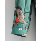 vintage crane print blouse