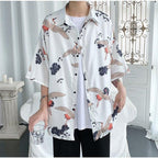vintage crane print blouse