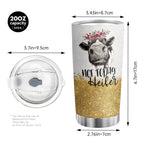 1pc 20oz Glitter Cow  Steel Tumbler With Lid, Not Today Heifer, Not My Pasture Not My Bull, Cow Print Mug, Birthday Gifts For Cow Lovers