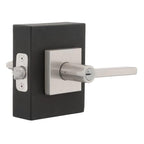 Halifax Satin Nickel Square Keyed Entry Door Lever Featuring SmartKey Security