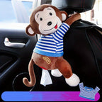 Leather Monkey Car Tissue Box Creative Armrest Box Cartoon Net Red Hanging Seat Rear Car Car Inside Draw Paper Box