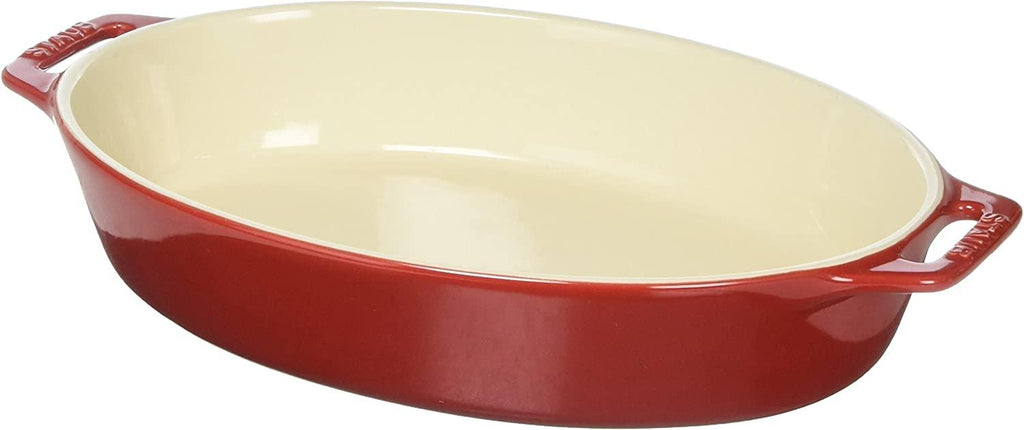 STAUB Ceramics Oval Baking Dish, 11-inch, Cherry