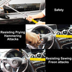 Tevlaphee Steering Wheel Lock Anti Theft Car Device Universal Car Theft Prevention Car Lock Adjustable Double Hook Emergency Hammer Window Breaker Self Defense Heavy Duty Secure (Yellow)