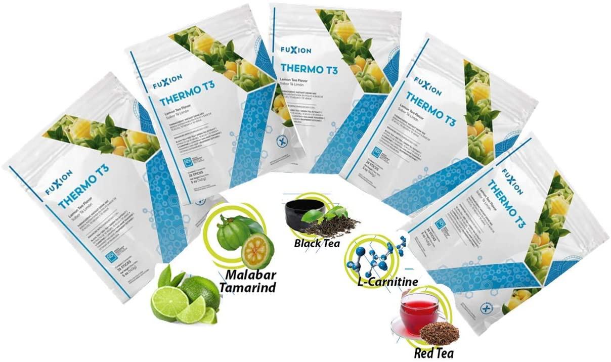 Fuxion Thermo T3-Fast, Healthier,Nutritional Thermogenic Supplement w. 3 Kind of Tea Extract,Premium Fat Burning Acetyl L-carnitine,& More,Increase Stamina-5 Pouches of 28 Sachets
