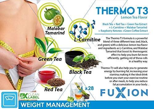 Fuxion Thermo T3-Fast, Healthier,Nutritional Thermogenic Supplement w. 3 Kind of Tea Extract,Premium Fat Burning Acetyl L-carnitine,& More,Increase Stamina-5 Pouches of 28 Sachets
