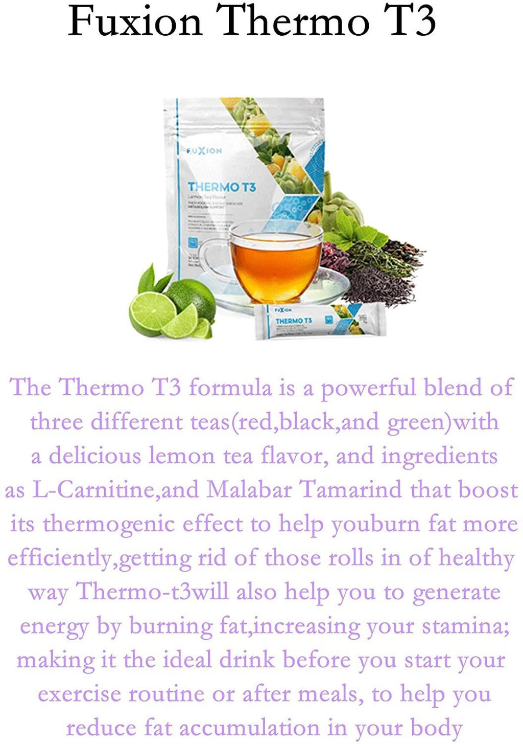 Fuxion Thermo T3-Fast, Healthier,Nutritional Thermogenic Supplement w. 3 Kind of Tea Extract,Premium Fat Burning Acetyl L-carnitine,& More,Increase Stamina-5 Pouches of 28 Sachets