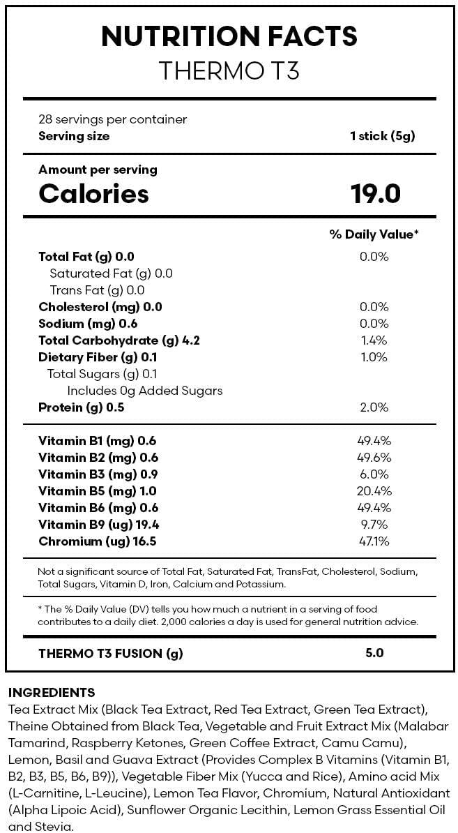 Fuxion Thermo T3-Fast, Healthier,Nutritional Thermogenic Supplement w. 3 Kind of Tea Extract,Premium Fat Burning Acetyl L-carnitine,& More,Increase Stamina-5 Pouches of 28 Sachets