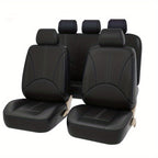 5 Seats PVC Quilted Leather Car Seat Covers, Breathable Faux Leather Auto Front Rear Seat Cushion Covers, Vehicle Seat Protectors Universal For Cars