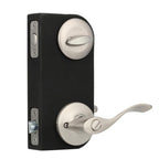 Balboa Satin Nickel Exterior Entry Door Lever and Single Cylinder Deadbolt Combo Pack